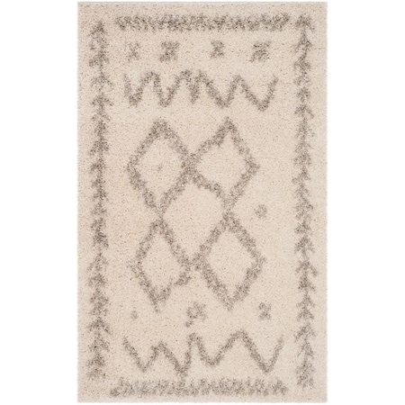 Safavieh 4 x 6 ft. Arizona Shag Power Loomed Rug; Small Rectangle - Ivory & Grey ASG749G-4
